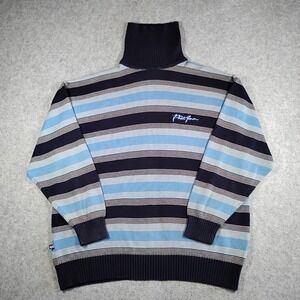 Phat Farm Mens 3XL Blue Striped Turtleneck Sweater Vintage Y2K Hip‎ Hop